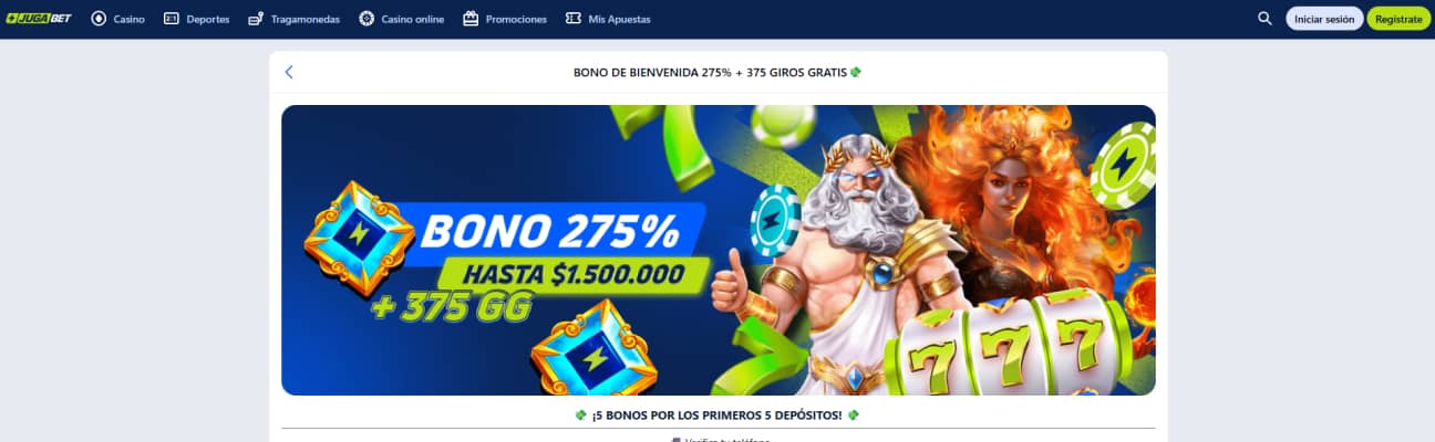 JugaBet tiradas gratis