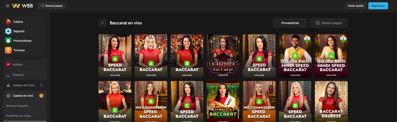 W88 casino mesas de baccarat